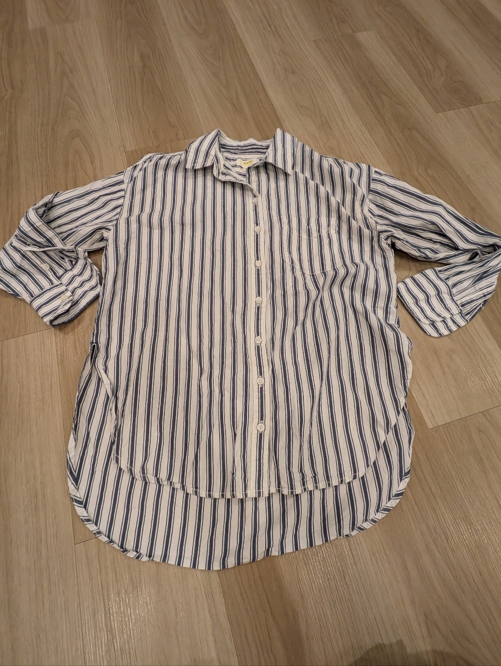 Anthropologie Maeve Long Sleeve Blue Striped Button Up Size XS